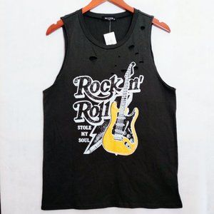 Women's Oversized Size Small Distressed - Rock N' Roll Graphic Tank